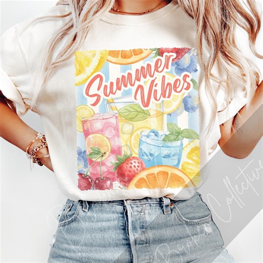 Trendy Stripe Summer Vibes Bundle Lemon Strawberry Blueberry Orange Fruit Design Digital Download Sublimation Png for Shirt Sweatshirt DTG - Etsy