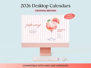 2026 Cocktail Desktop Calendars With Recipes - Watercolour Illustrations | Mac and Windows | Digital Download - Etsy Canada