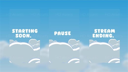 Sky Blue Stream Overlay Pack – Starting, Paused & Ending Screens | Vertical Stream Template | HD Assets - Etsy