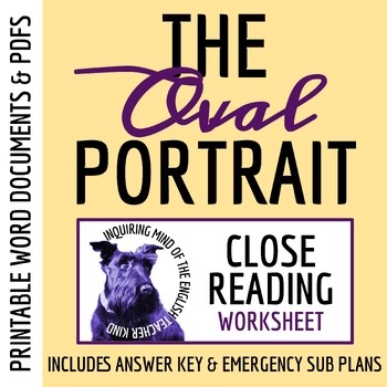 "The Oval Portrait" by Edgar Allan Poe Analysis Worksheet & HS English Sub Plans