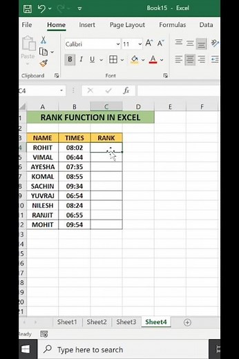 Excel RANK Function in Hindi | Ranking in Seconds 🔥#excel #shortsfeed #shorts #shortvideo #short