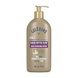 Gold Bond Cocoa Butter Glow Daily Hydrating Lotion with Shea Butter, Cocoa Butter & Coconut Oil, Exfoliating Moisturizer for Dry Skin, 14 oz.
