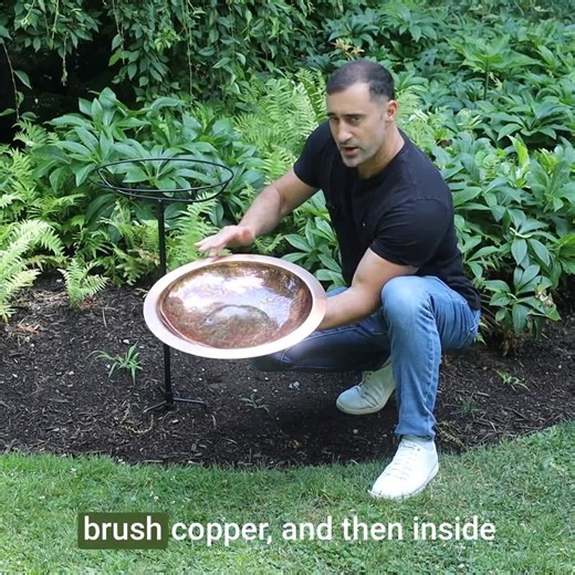 18” Fired Copper Bird Bath With Garden Pole - Etsy