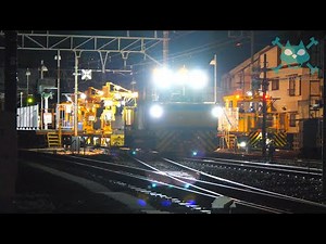 【東武鉄道 保守用車】砕石運搬車 レール運搬車 軌道モーターカーが牽引する2種類の保守用車が出発 走行 MJK 深夜に動くかっこいい鉄道車両【乗り物 保線 事業用車両 工事車両 図鑑】 2024.3