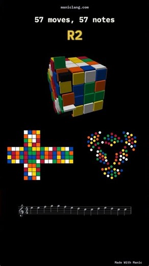A 4x4x4 Rubik's Cube Solve, Played as Music — 57 Moves, 57 Notes — manic