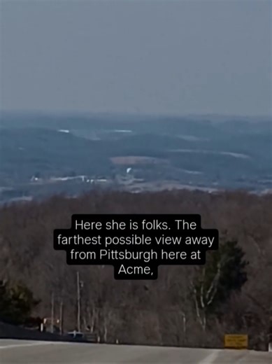 You can see Pittsburgh from 37 MILES AWAY!! 🏙️📸🫨 On PA route 31 at Bear rocks in Acme, PA right on the highway itself.. wild Chad just found out about this~ 🫠 #pgh #photographer #adventure #tour #mountain