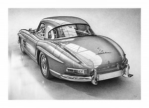 Mercedes-Benz 300 SL | Realistic Drawing - Magdalena Duszka