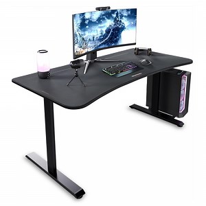 RESPAWN 1063 Gaming Desk with Cable Management - 63 Inch Ergonomic Full Computer Desk Mouse Pad, Sturdy Home Office Workstations, Laptop PC Console Gamer Table, Wooden Study Table for Bedroom - Black