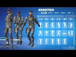 New Solid Snake Skin Showcase with Best TikTok Dances & Emotes|Fortnite X Metal Gear