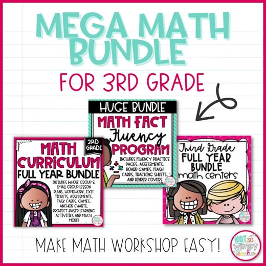 Our 3rd Grade MEGA Math Bundle is ON SALE for 20% off! 🎉 It's my BIRTHDAY 🎈 so to celebrate, I've put my entire TpT store on sale for 20% off - including my MEGA Math Bundle for 3rd Grade - until Thursday, July 21 at 11:59pm ET! The Mega Math Bundle includes EVERYTHING you need to teach math workshop in 3rd Grade in one money-saving bundle. Here's what's included: ✅ 3rd Grade Math Curriculum (10 student-friendly units) ✅ Math Fact Fluency Program (full program with mixed-fact practice) ✅ 3rd G