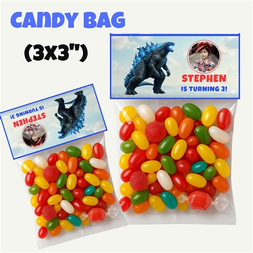 Godzilla Birthday Party Favor, Godzilla Decoration, Godzilla Party Label, Blue Lightning Monster Party Label, King of the Monster Bday Favor - Etsy