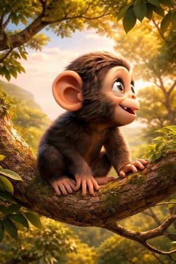 Tiny Baby Chimp on a Tree 🐒🌿 | Cutest Jungle Moment Ever#babychimp #babyanimals #animalshorts