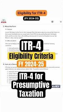 ITR-4 for FY 2024-25 | ITR-4 filing for 2025-26 AY | Which ITR to file for Presumptive Income