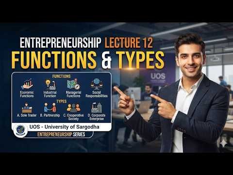 Types of Entrepreneurs Explained | Functions of Entrepreneurship | UOS Lecture 12
