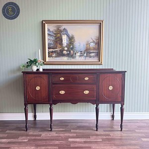 Mahogany Antique Victorian Sideboard | Gold Hardware | 2 Drawer   2 Compartment | Restored Furniture - Etsy