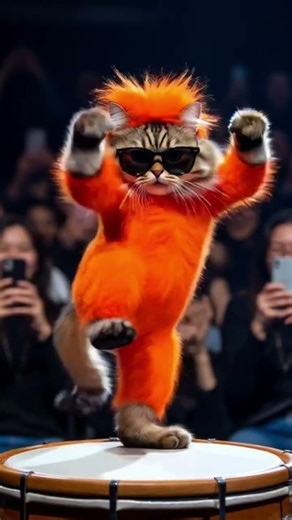 Orange shirt cat dancing in front of crowd 🐱🔥 | PawsOnBeat