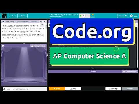 Code.org Lesson 6.2 Images in The Theater | Tutorial with Answers | CSA Unit 5