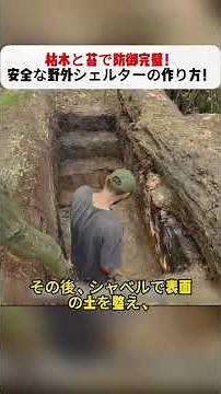 枯木と苔で防御完璧！安全な野外シェルターの作り方！ #野外サバイバル #DIYシェルター #ゾンビ避難所 #秘密の隠れ家 #アウトドア生活