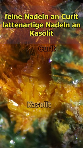 Curit mit Kasolit in einer Paragenese #radioaktivität #uran #science #minerale