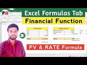 How to use PV and RATE Formula in Excel || Excel Financial Function PV & Rate Formula || Formula Tab