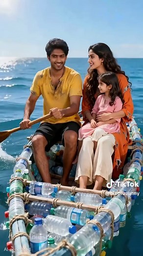 El hombre construyó un barco encantador