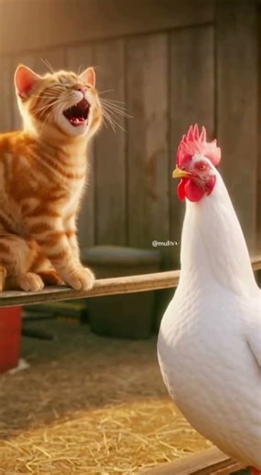“Cat Teases Hen… But Her Revenge Makes the Cat Scream! 😂🔥”