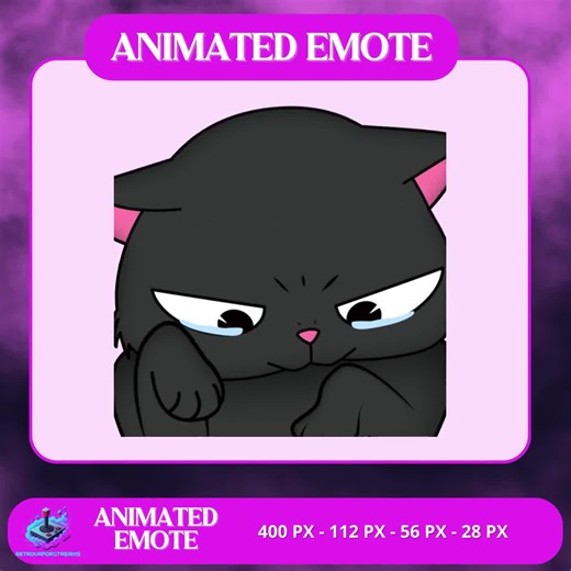 Animated Sad Black Cat Emote Pleading Crying Kitty Reaction, Apology Sticker for Twitch Discord - Etsy
