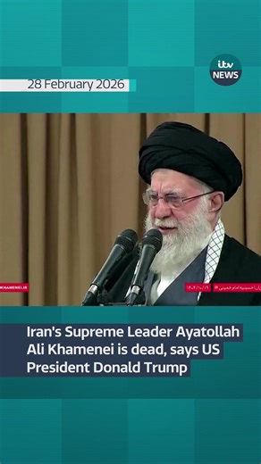 Trump says Ayatollah Ali Khamenei has been killed after the US and Israel launched strikes on the region as part of a ‘major combat’ operation #itvnews #iran #us #israel #khamenei