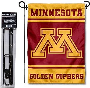 College Flags & Banners Co. Minnesota Gophers Garden and USA Flag Stand Pole Holder Set
