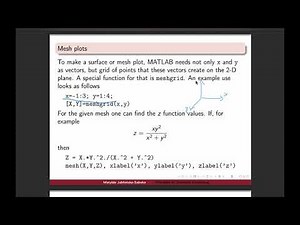 Intro to MATLAB - Week 3 - 3D plotting (line, mesh, surface)