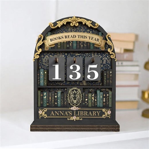Personalized Vintage Book Lovers Decor, Library Decor, Book Counter Sign, Reading Trackers, Books Read Year Counter - Etsy