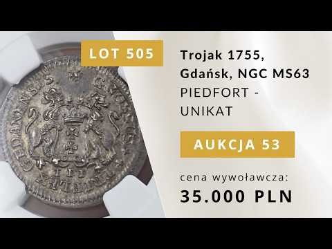 UNIKAT! Trojak 1755 Gdańsk Piedfort NGC MS63 – niezwykła moneta Augusta III #coin #gold #auction