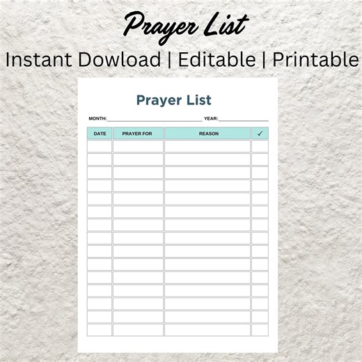 Printable Prayer List Template Editable Fillable Prayer List Faith Planner Bible Journal Daily Devotional Practice Religious Prayer Tracker - Etsy