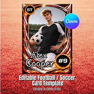 Editable Football Trading Card Template | Soccer Card | Canva Template (free Account) - Etsy Canada