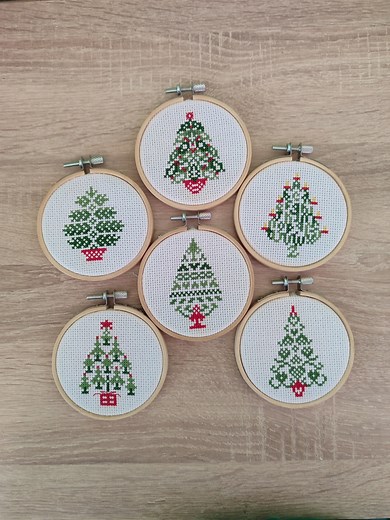 Set of 6 Christmas Trees Cross Stitch Pattern, PDF Pattern, Digital Pattern, Easy Green Tree PDF Chart - Etsy