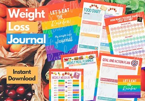 Journal imprimable de suivi de la perte de poids. Tableau numérique de perte de poids, Pesée hebdomadaire, Suivi des mesures, Définition d'objectifs, thème arc-en-ciel - Etsy France