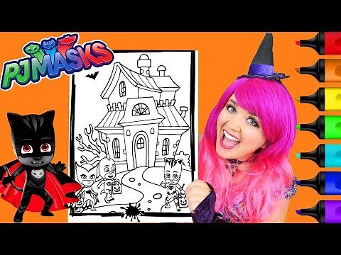 Coloring PJ Masks Halloween Catboy Owlette Coloring Page Prismacolor Markers | KiMMi THE CLOWN
