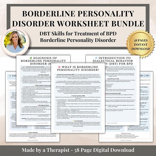 Borderline Personality Disorder Workbook BPD Worksheets Bundle, DBT Therapy Resource, Emotional Regulation & Coping Skills for Adults - Etsy