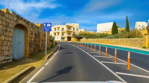 Driving across Malta Island scenic road views