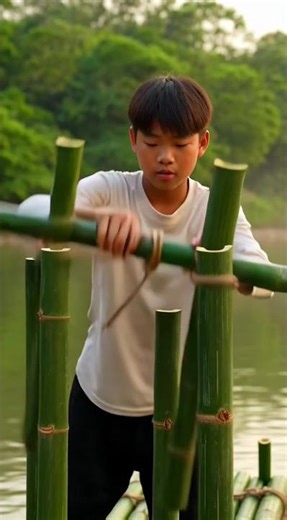 15-Year-Old Builds Bamboo Boat in 6 Seconds | Full Process 🎬