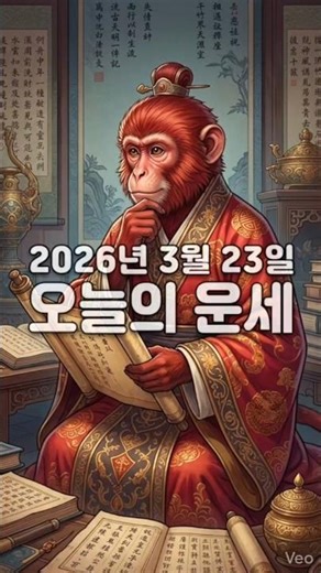 2026년 3월 23일 월요일 오늘의운세 | 붉은 원숭이의 날(병신일) 띠별 운세와 행운숫자 방향 내일의운세 🐒 #김나현심리철학원
