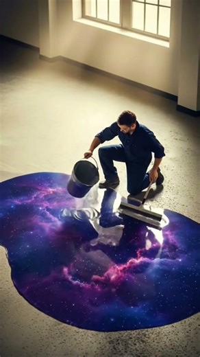 This floor is insane😱 with beautiful epoxy galaxy design #viralshort #epoxyflooring