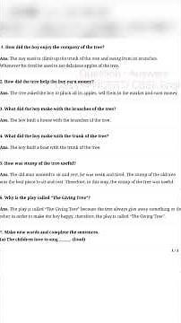 Class 4 The Giving Tree / Questions -Answers ncert english #questionanswer #questionandanswer