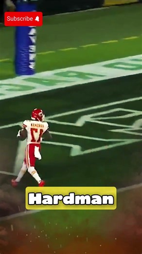 Hardman celebrates his 49-yard touchdown reception. #chiefskingdom #nfl #nflhighlights