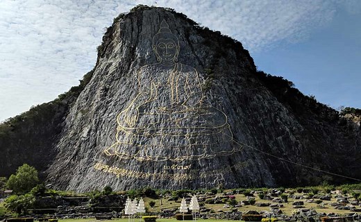 Buddha Mountain Pattaya: Laser Carved Buddha Image at Khao Chi Chan