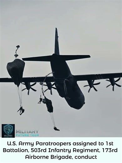 U.S. Army Paratroopers Jump From C-130 Hercules Aircraft