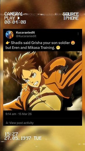 AOT3 👉 Shadis said Grisha your son is soldier 🤩 but Eren and Mikasa Training. 😁 #anime #eren #viral