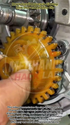 How to Install Motorcycle Oil Pump Drive Gear and Retaining Clip #shorts #mechanic