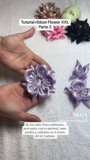 Tutorial Ribbon Flower P.3 #tutorials #tutorial #fyp #parati #aesthetic #tutorialdelazos #ribbon #flores #flowers