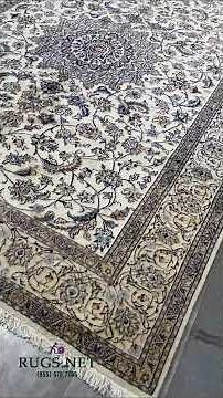 6'6 x 9'7 Discolored Persian Nain 9 LA Rug | Ivory Floral Wool and Silk Field